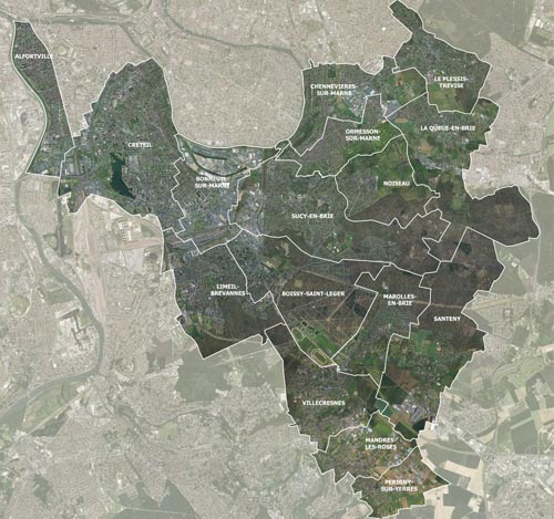 La carte aérienne du territoire de GPSEA