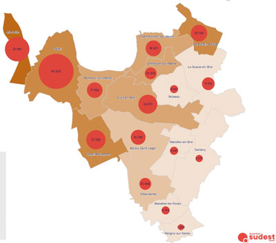 La carte de densité des populations