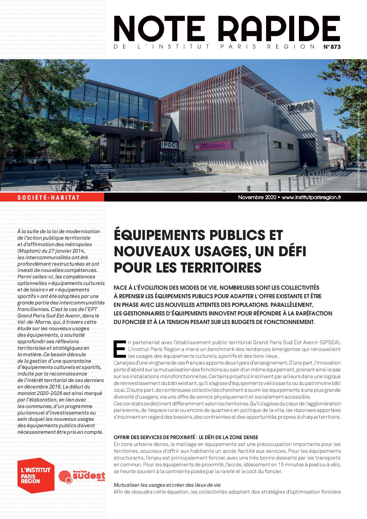 Équipements publics et nouveaux usages, un défi pour les territoires