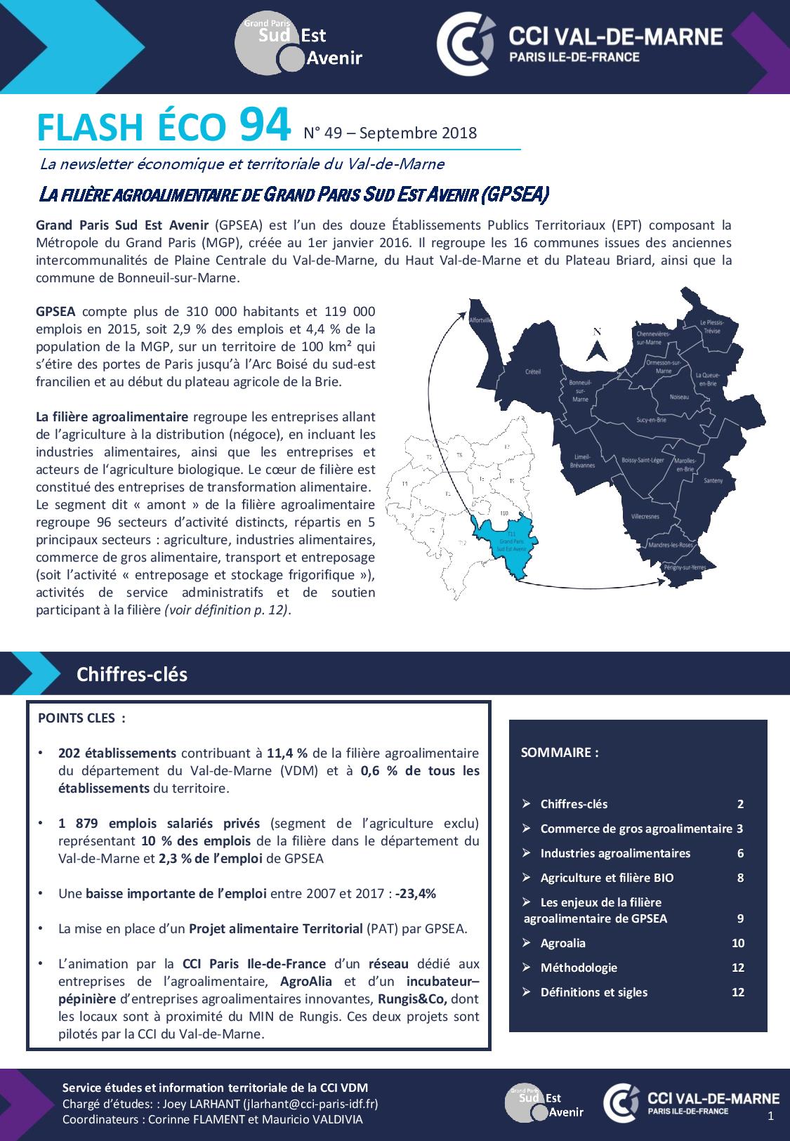 Flash éco 94 : la filière agroalimentaire de GPSEA