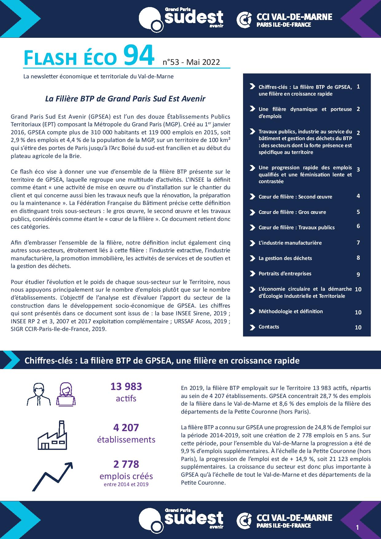 Flash éco 94 : La Filière BTP de GPSEA