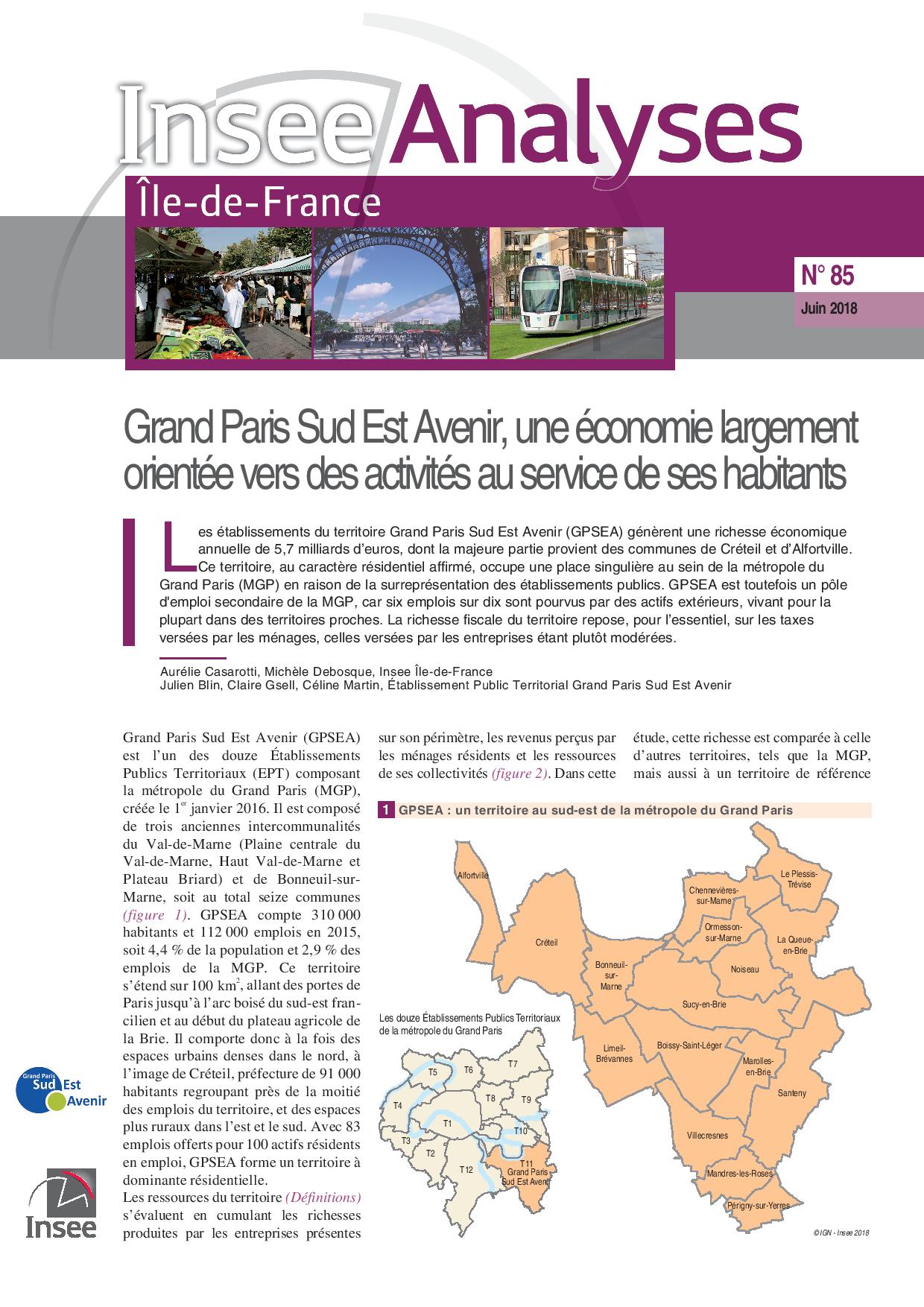 Insee Analyse : l’économie de GPSEA