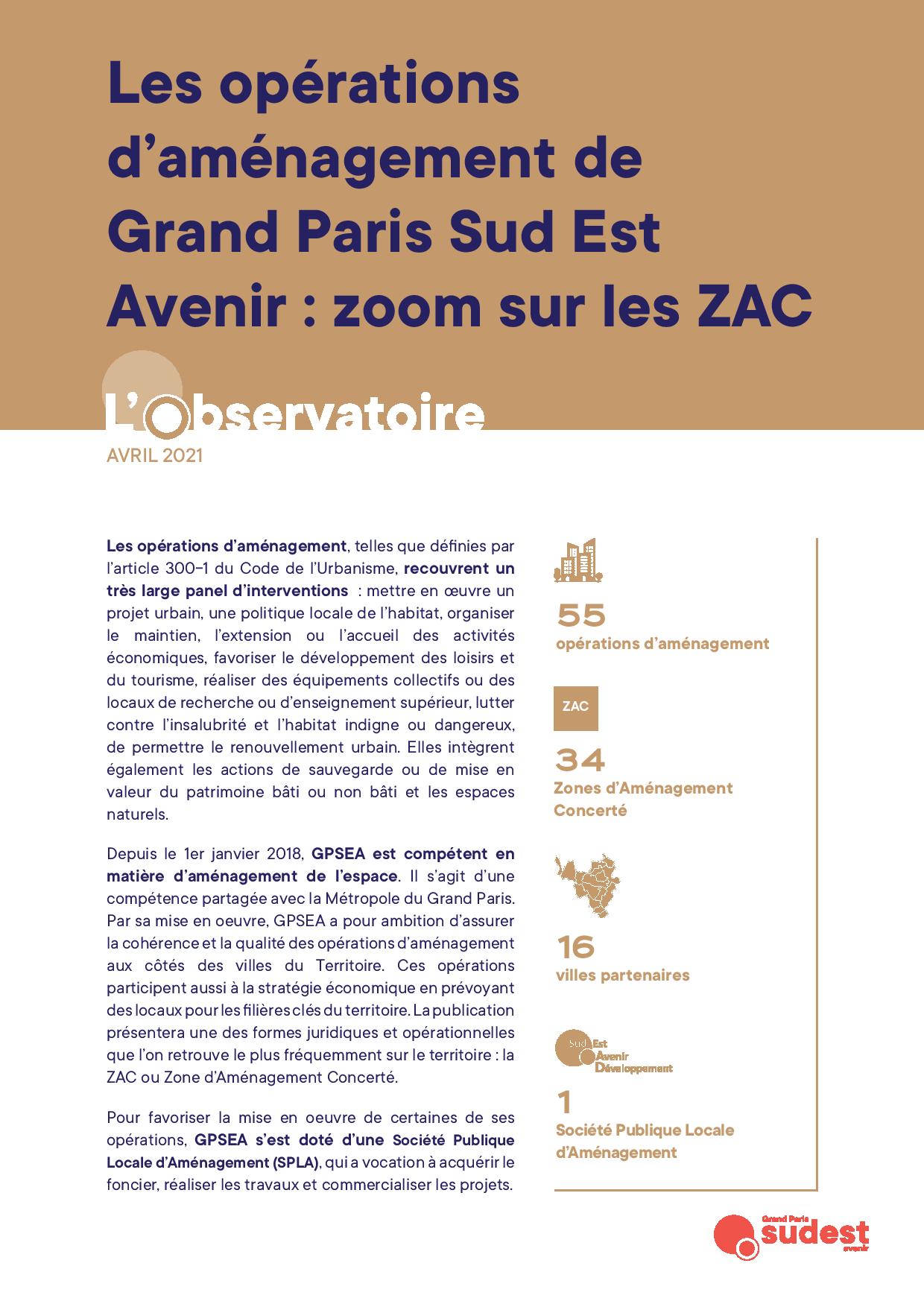 Les opérations d’aménagement de GPSEA