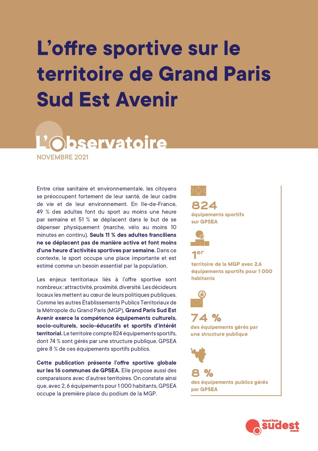 L’offre sportive sur le territoire de GPSEA