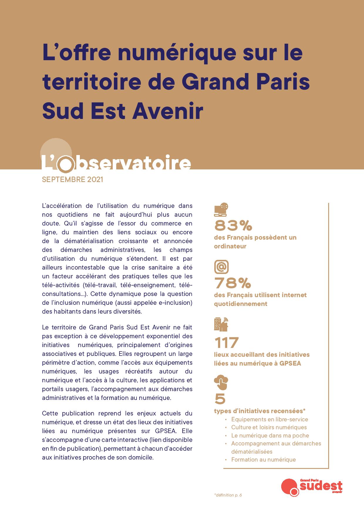 L’offre numérique sur le territoire de GPSEA