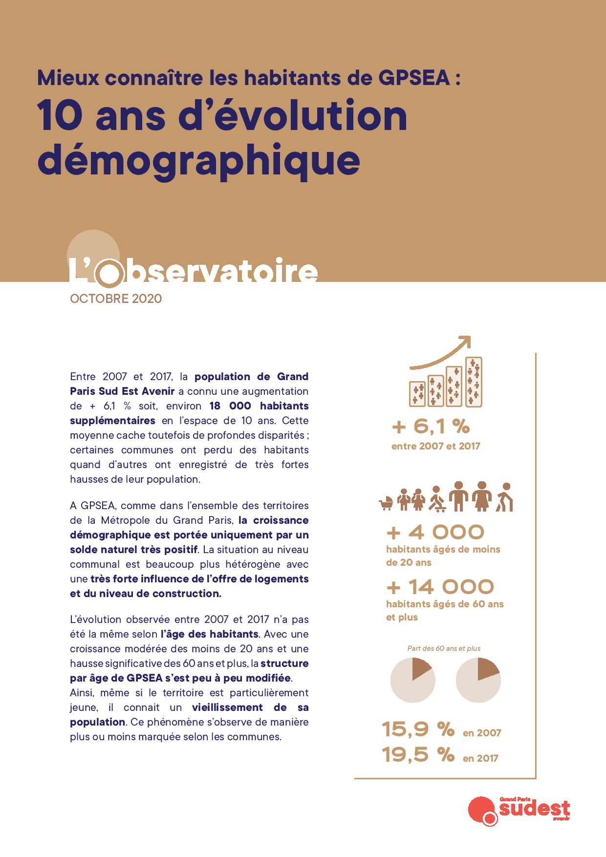 Mieux connaitre les habitants de GPSEA : 10 ans d’évolution démographique