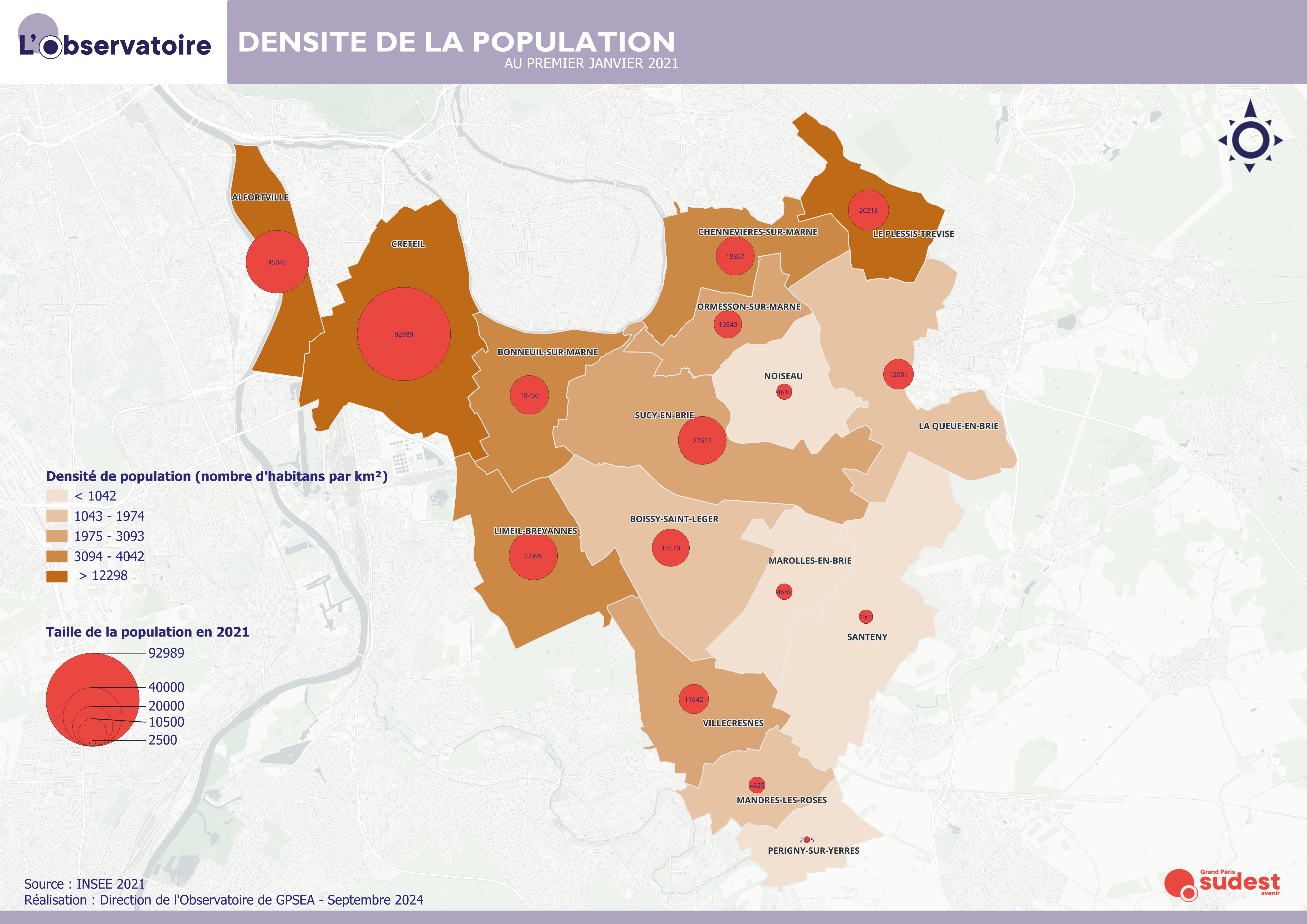 La carte de la densité de population