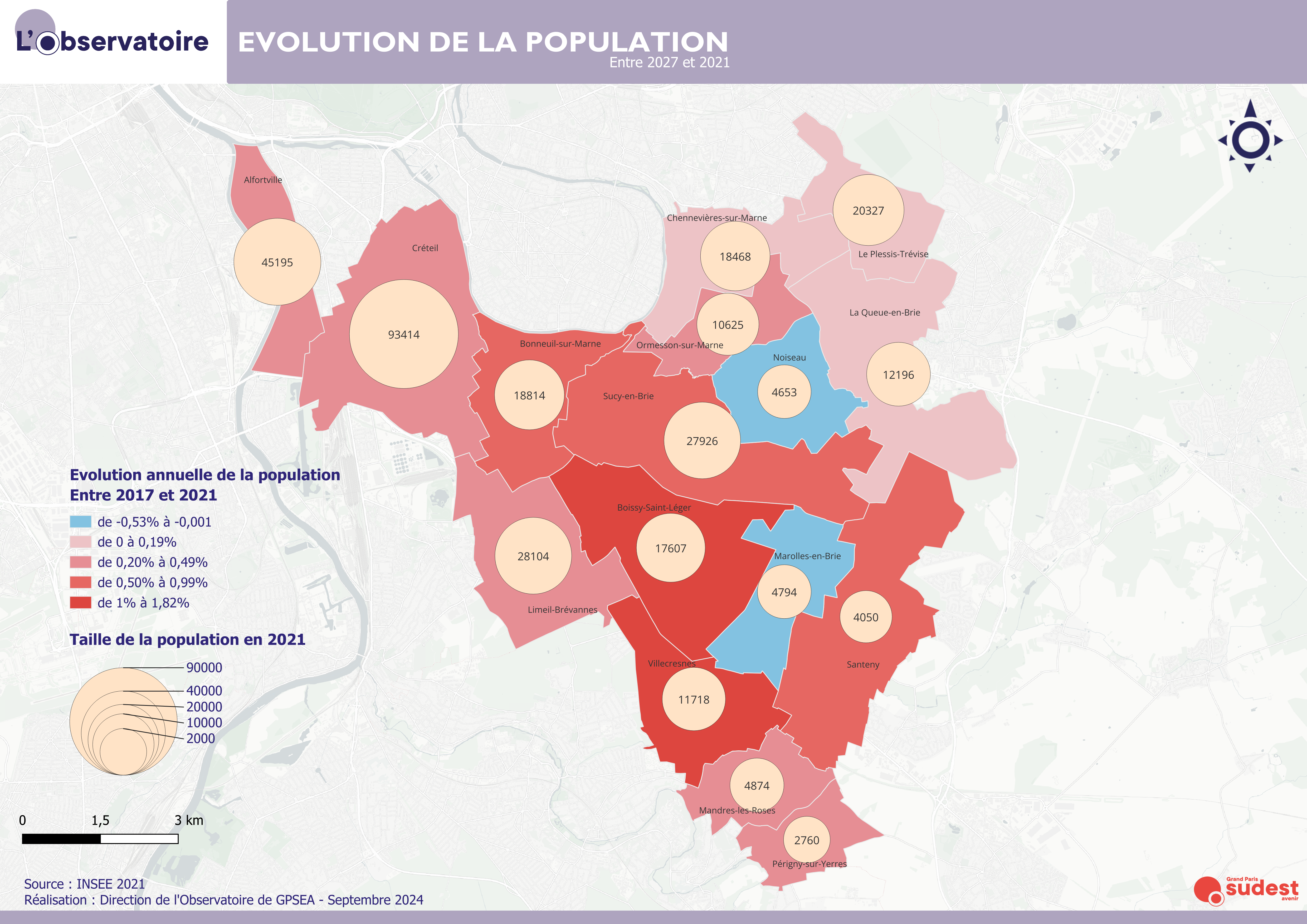 La carte de l’évolution de la population