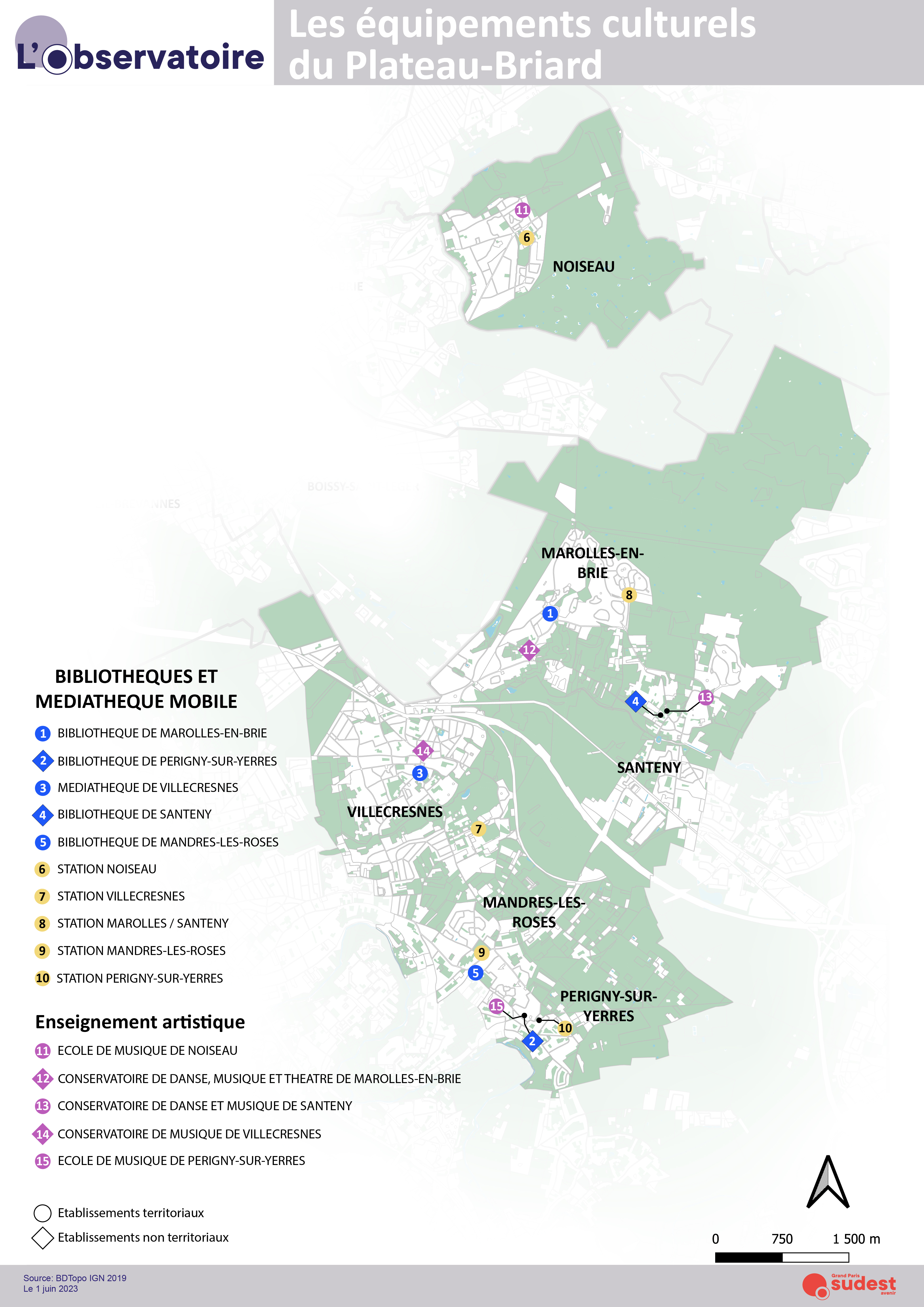 La carte des équipements culturels du Plateau Briard