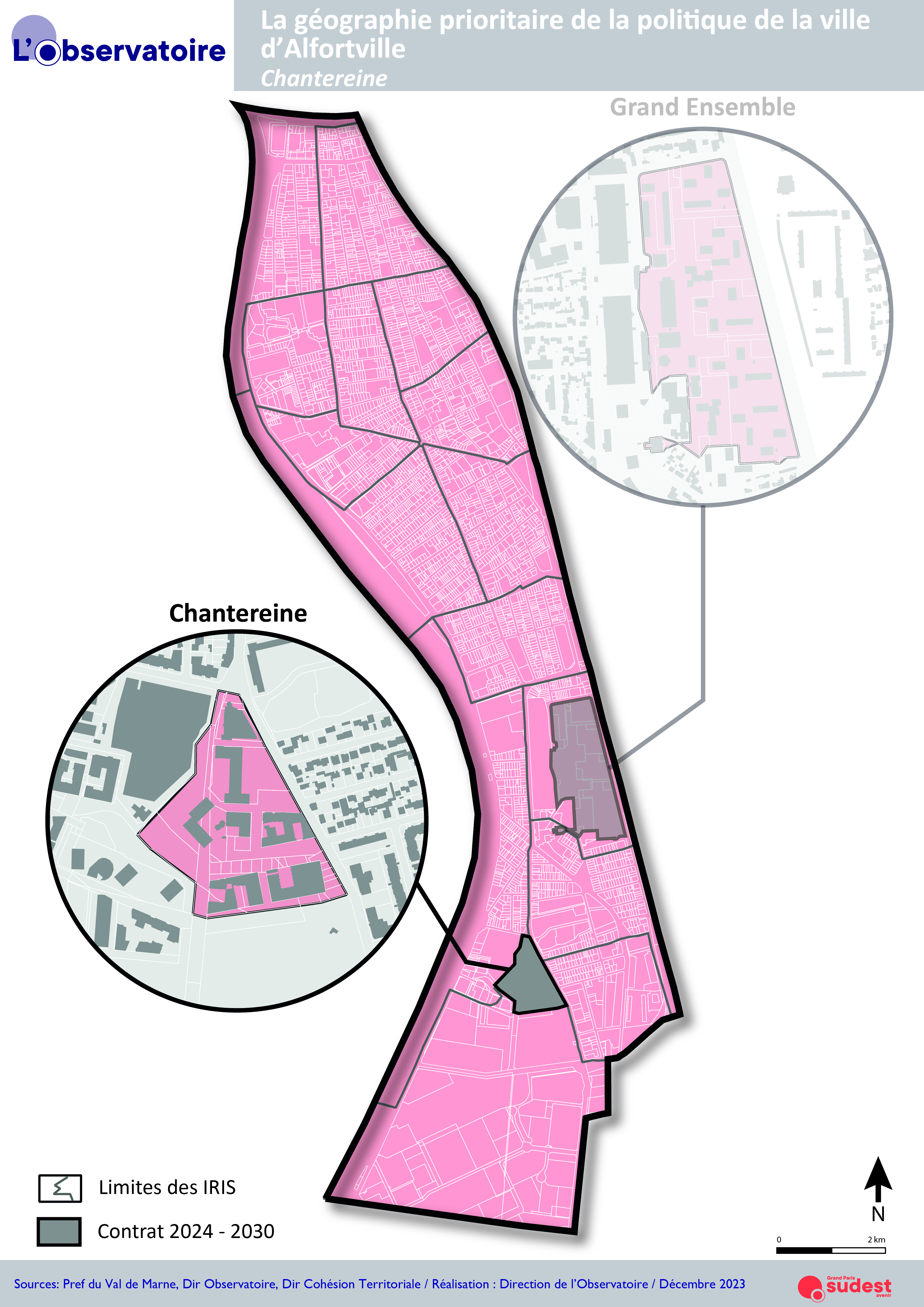 La carte du quartier “Chantereine” sur la commune d’Alfortville