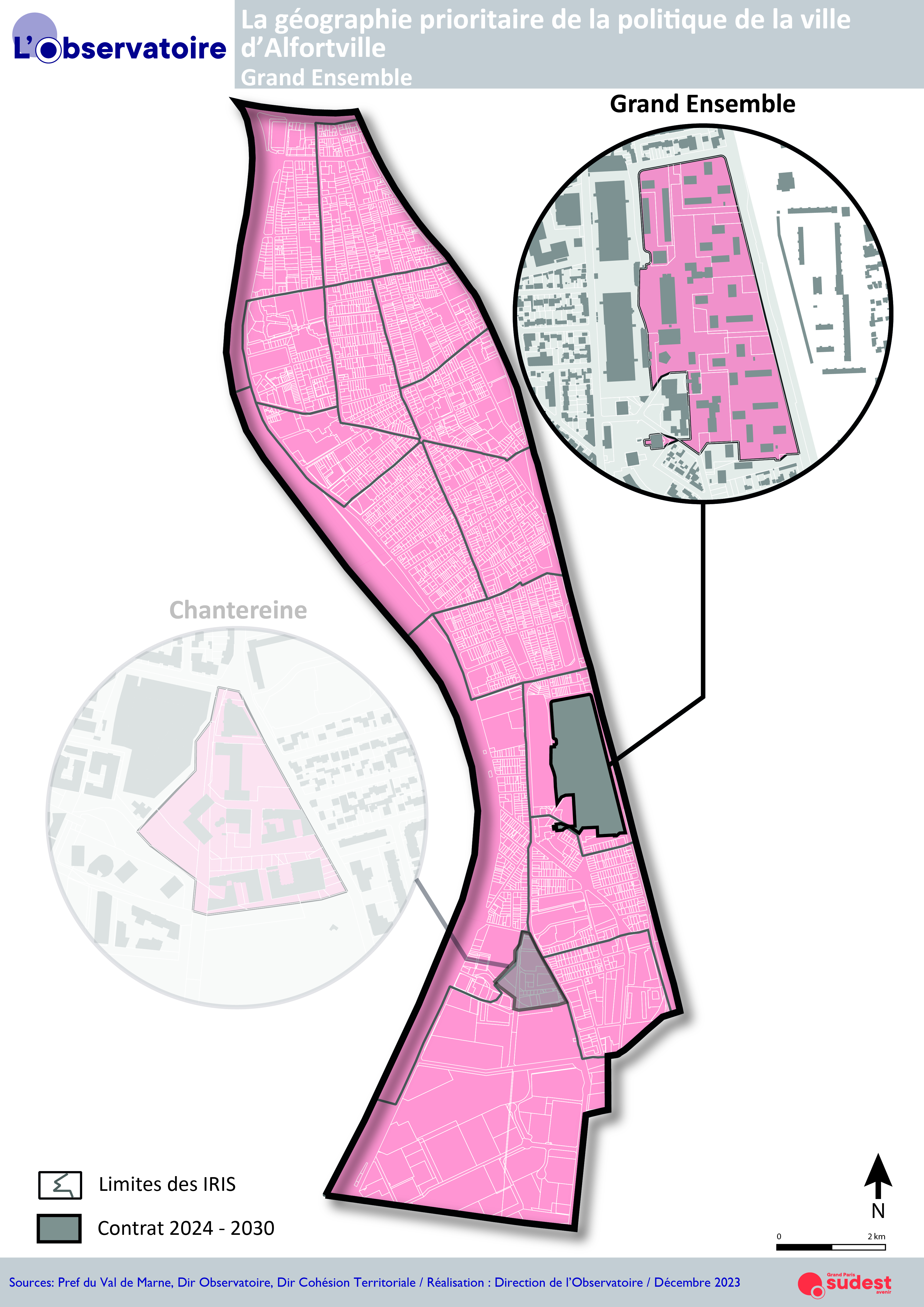 La carte du quartier “Grand Ensemble” sur la commune d’Alfortville