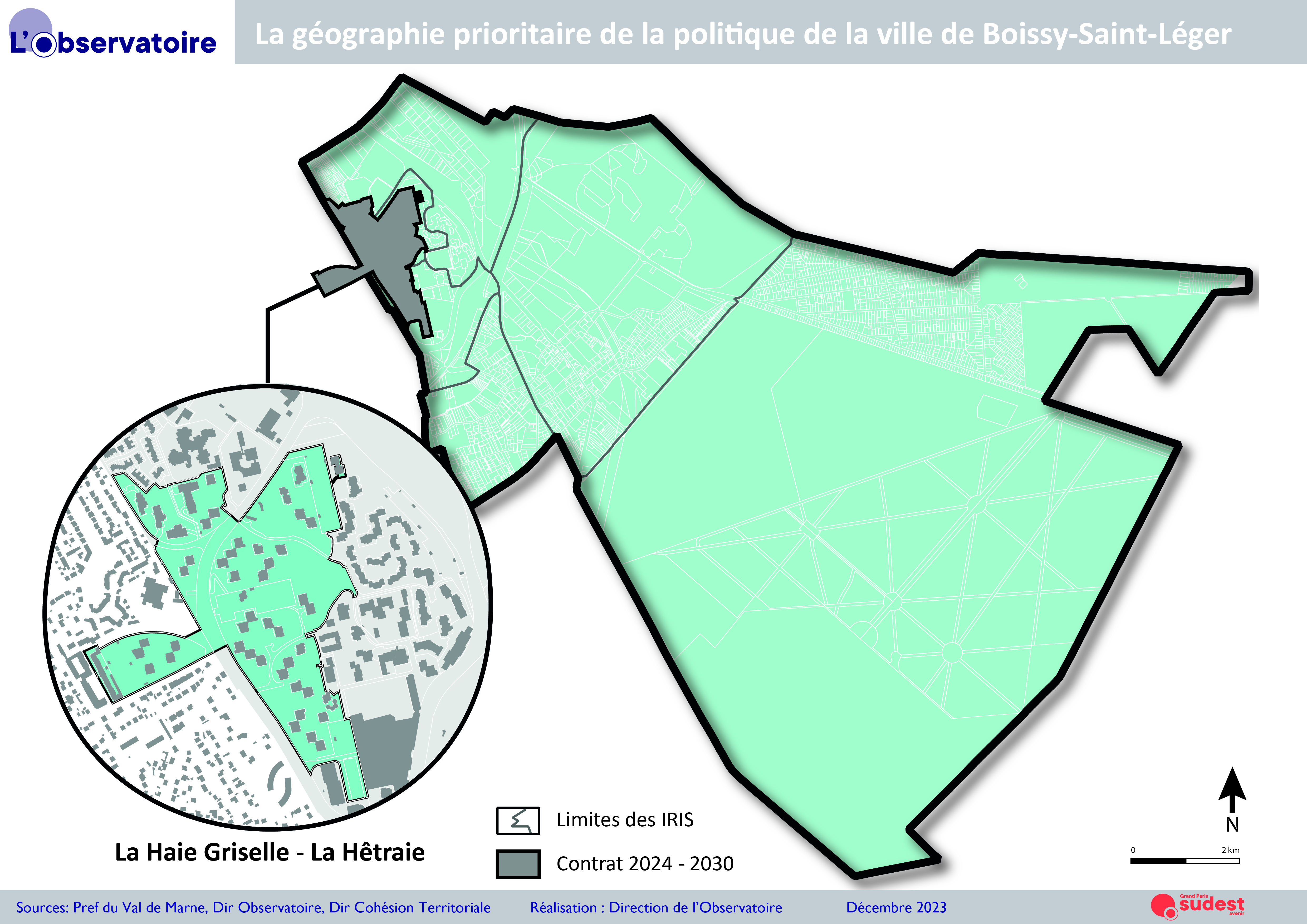La carte du quartier “La Haie Griselle – La Hêtraie” sur la commune de Boissy-Saint-Léger
