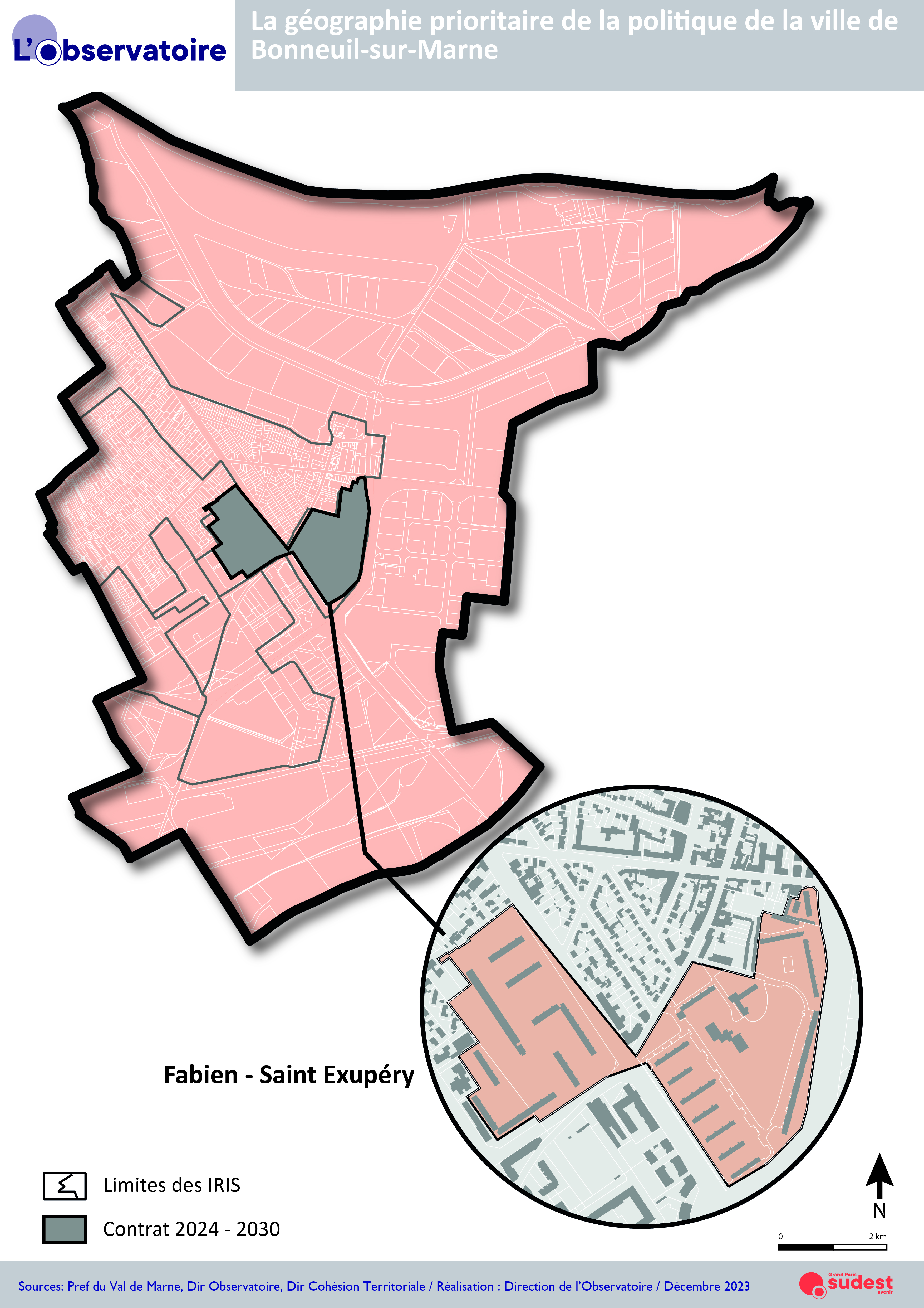 La carte du quartier “Fabien – Saint-Exupéry” sur la commune de Bonneuil-sur-Marne