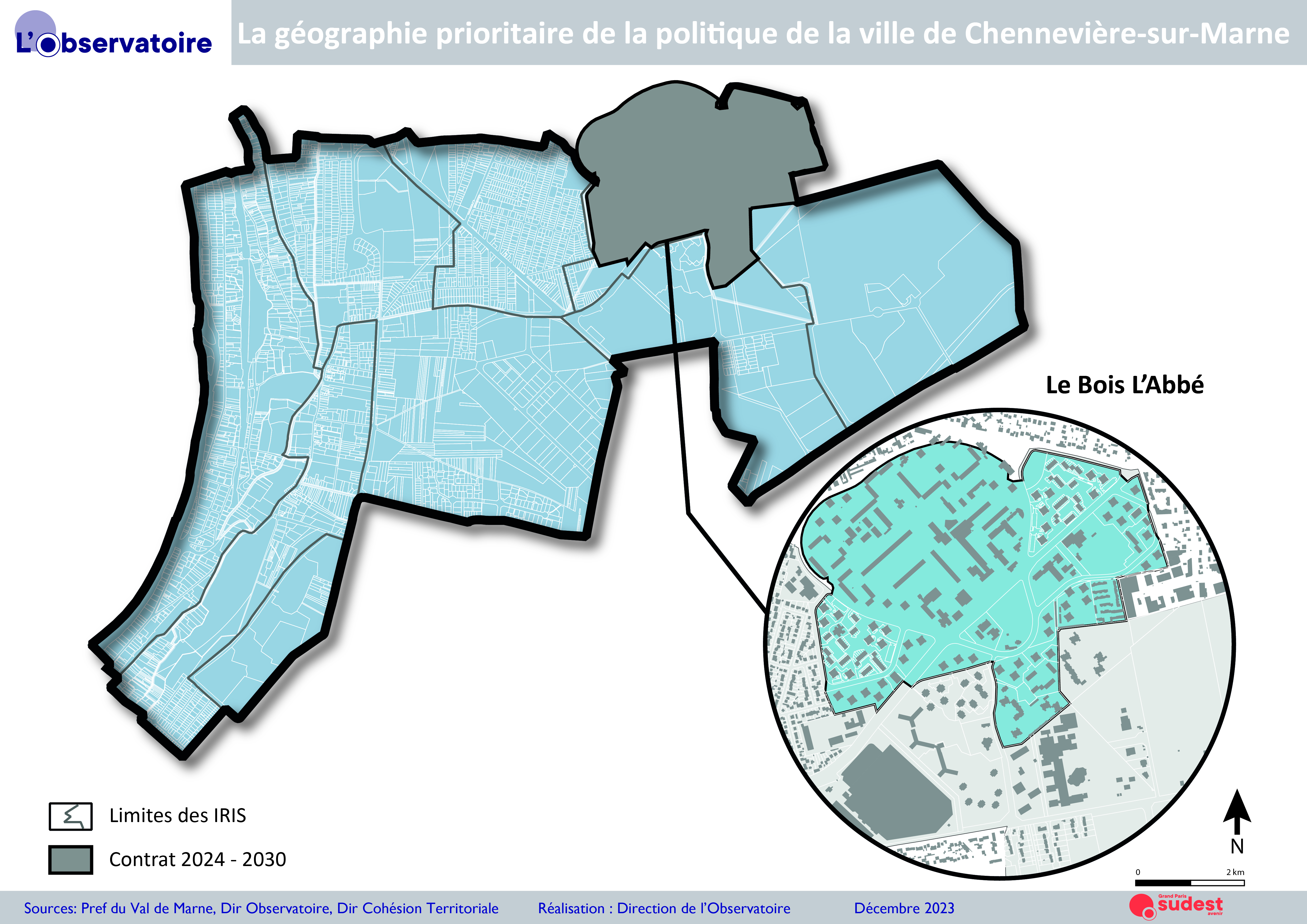 La carte du quartier “Le Bois l’Abbé” sur la commune de Chennevières-sur-Marne