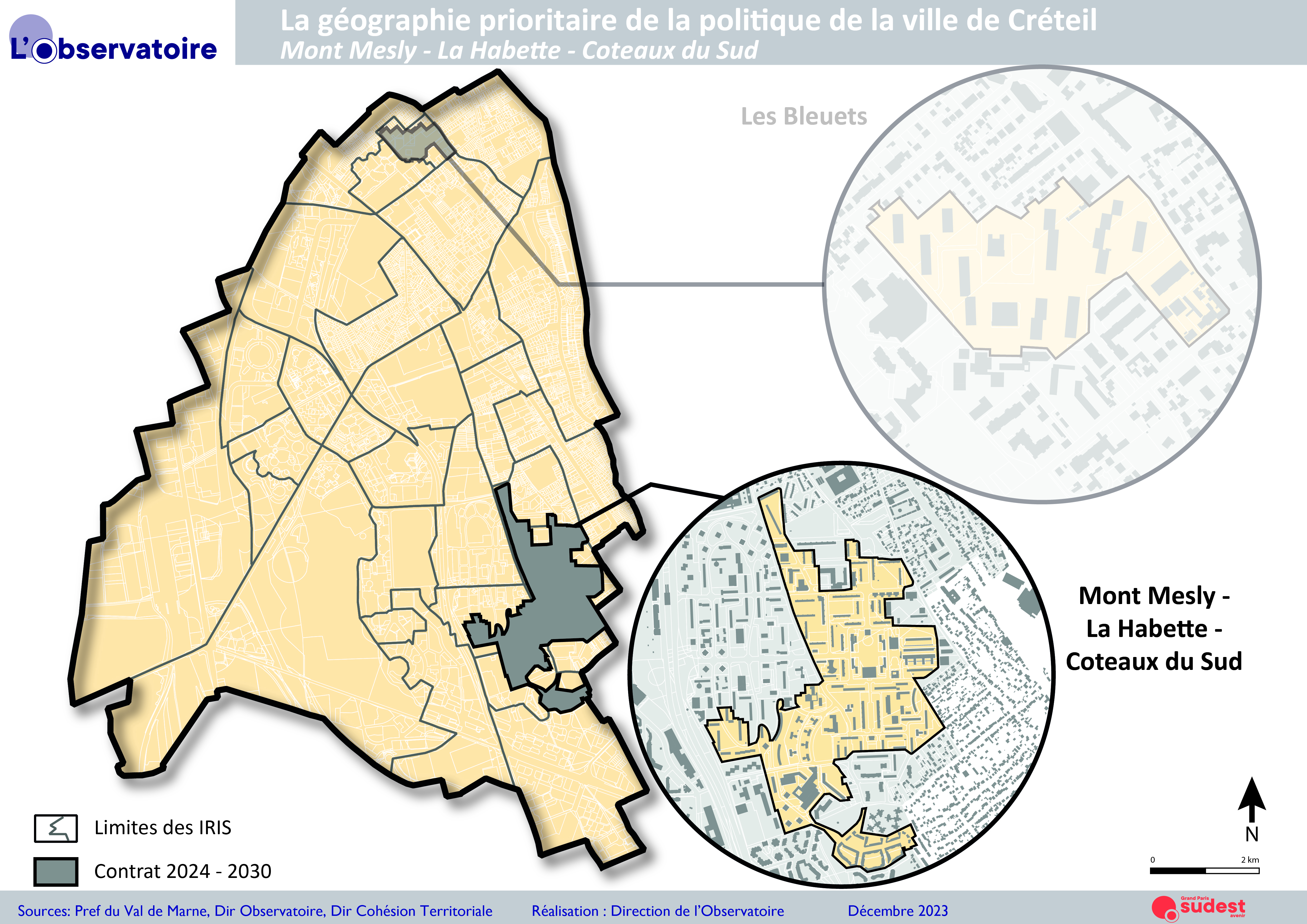La carte du quartier “Mont-Mesly – La Habette – Coteaux du Sud” sur la commune de Créteil