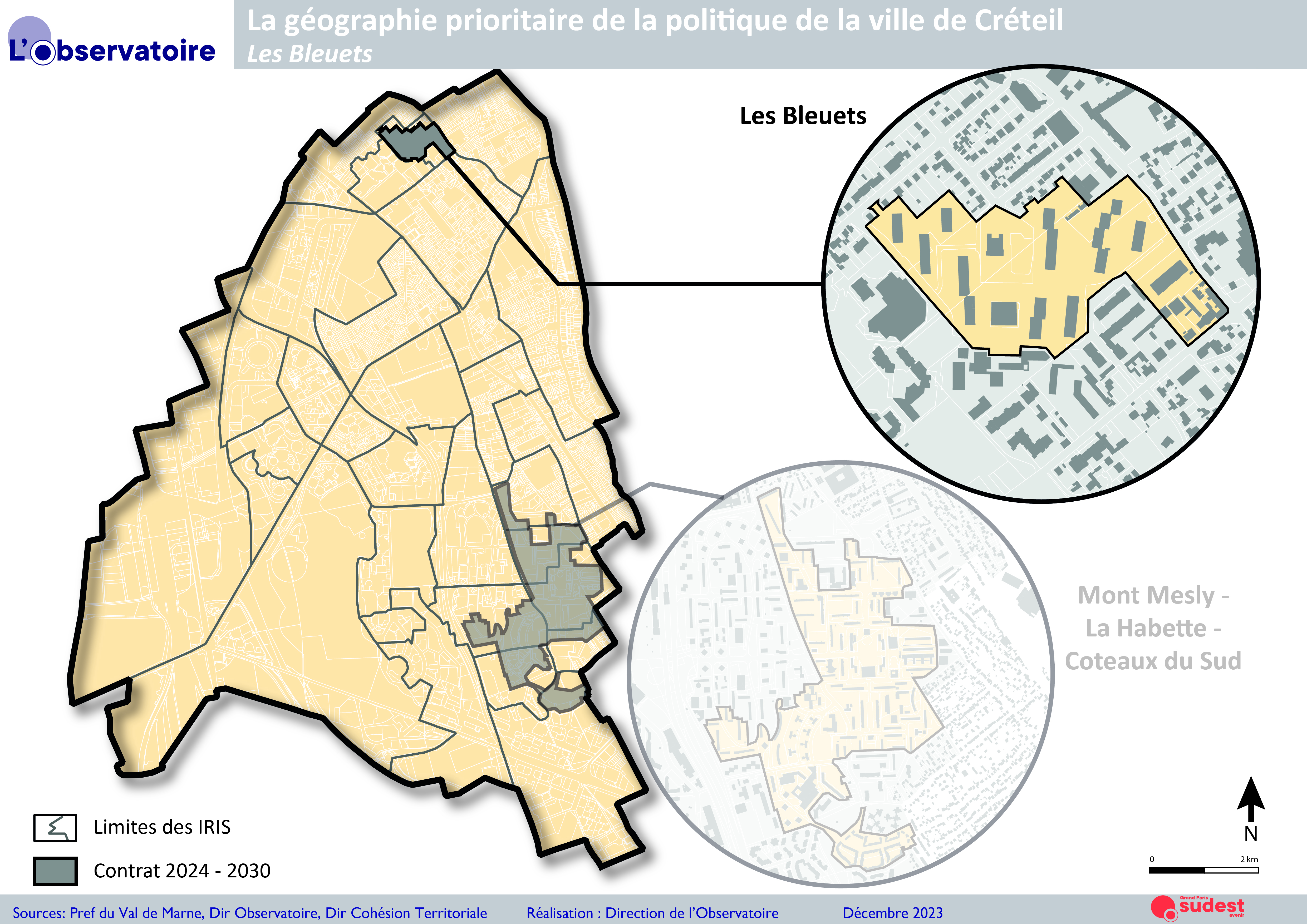 La carte du quartier “Les Bleuets” sur la commune de Créteil