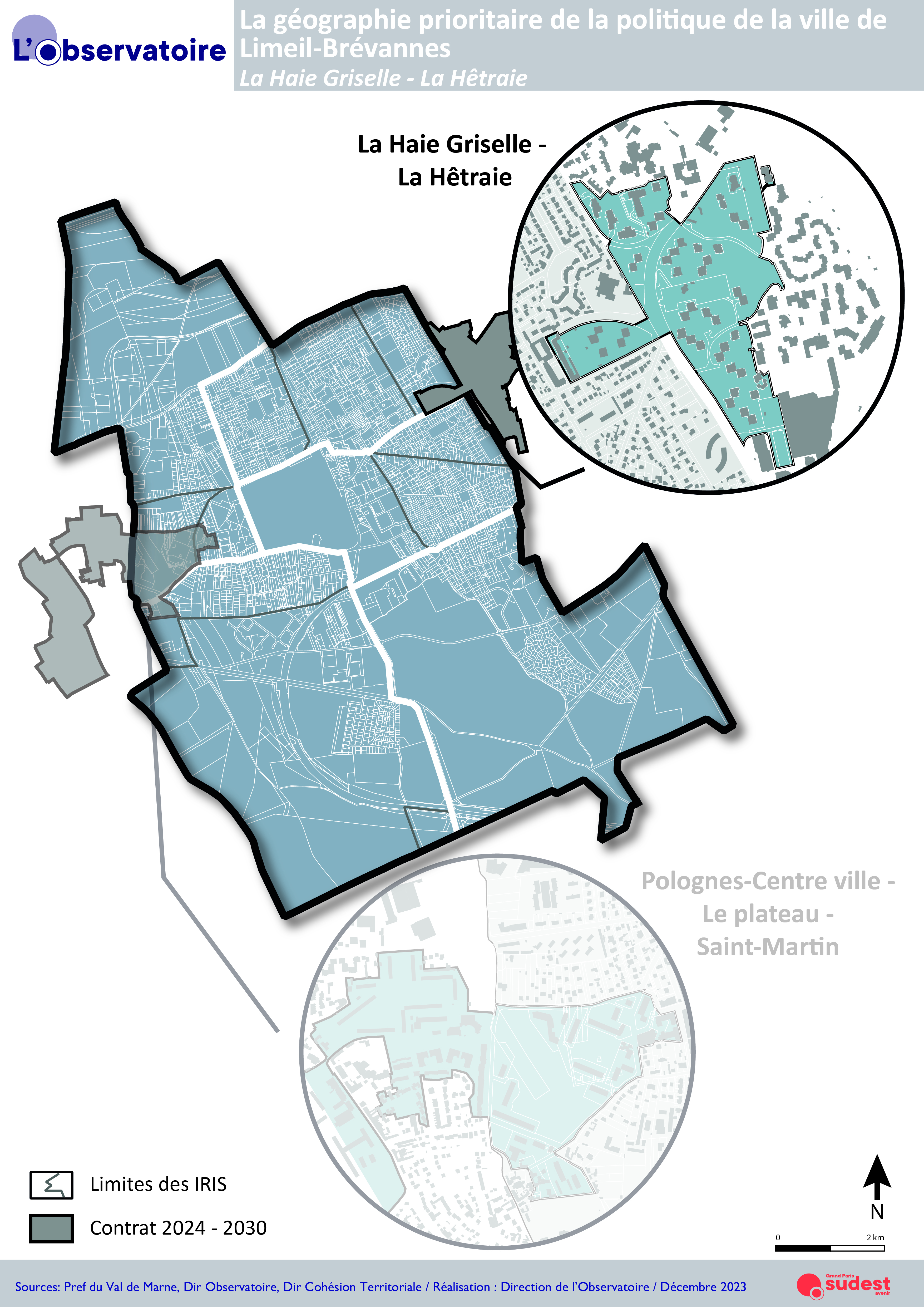 La carte du quartier “La Haie-Griselle – La Hêtraie” sur la commune de Limeil-Brévannes