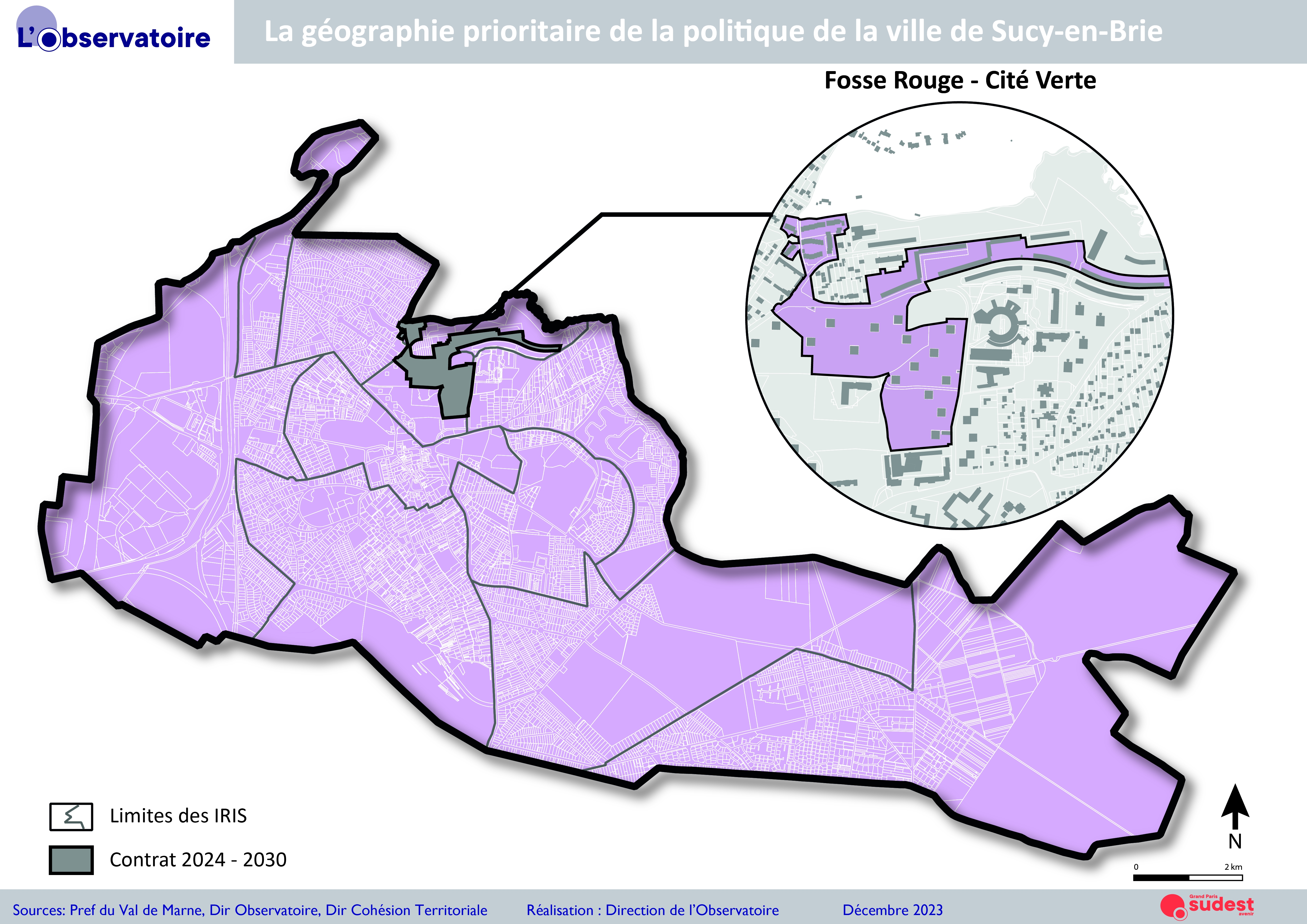 La carte du quartier “Fosse Rouge – Cité Verte” sur la commune de Sucy-en-Brie