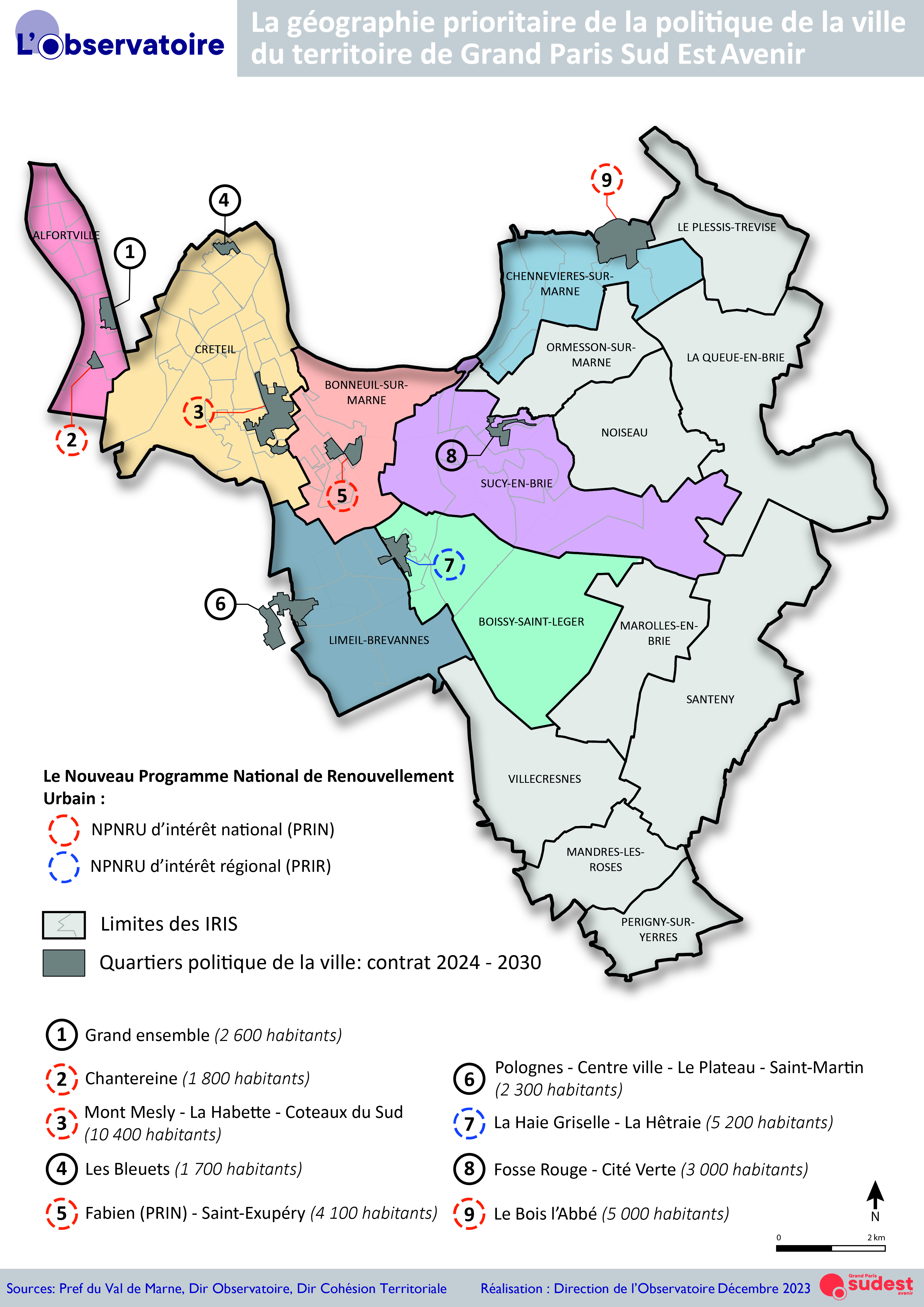 La carte de la géographie prioritaire de la politique de la ville