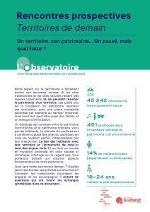 Rencontres prospectives Territoires de demain du 11 mars 2021 : Un territoire, son patrimoine… Un passé, mais quel futur ?