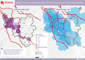 La carte des temps de trajet depuis les axes structurants