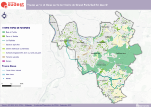 La carte de la trame verte et bleue